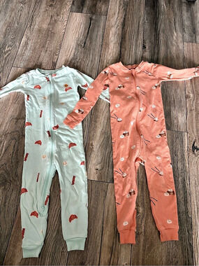 Costco Pekkle Baby Cotton Zip Sleepers 2-Pack Food Print Baby 24M Dumplings